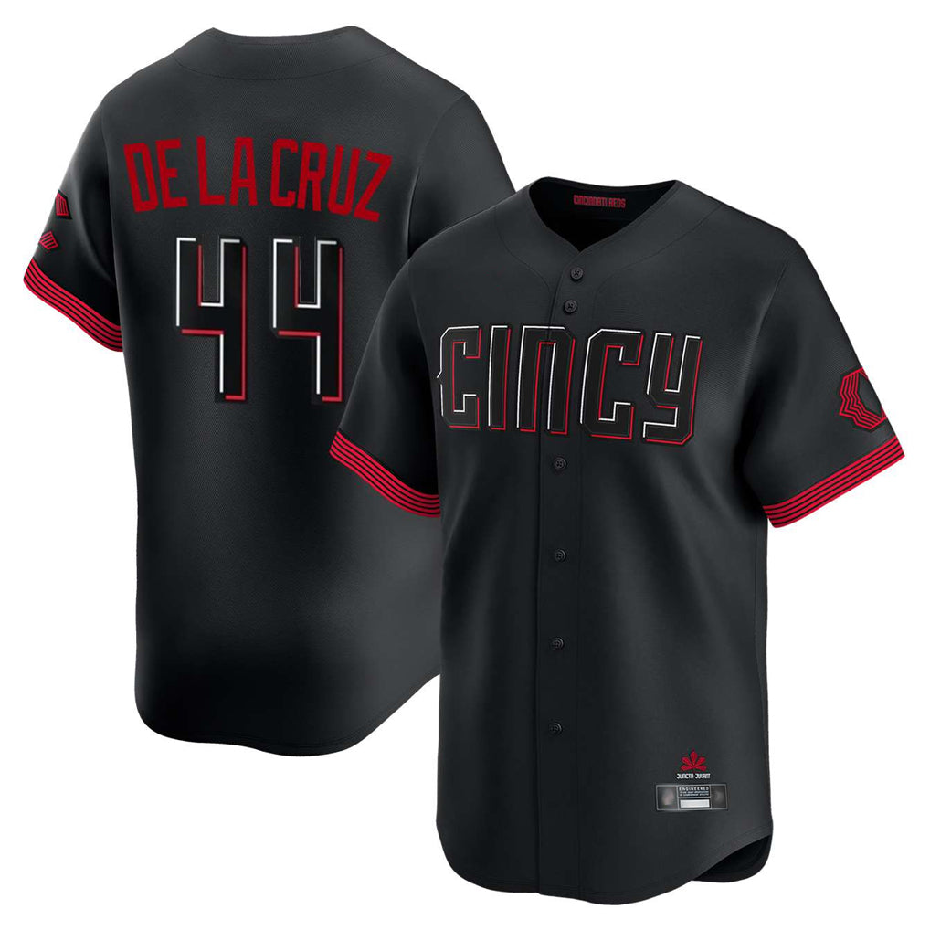 Cincinnati Reds #44 Elly De La Cruz Player Black CONTON City Connect Home Limited Stitched Jerseys