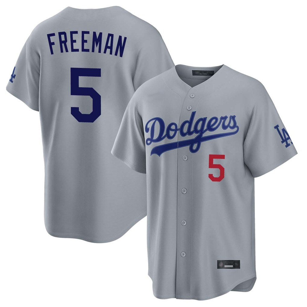 Los Angeles Dodgers #5 Freddie Freeman Player Gray CONTON Game Home Stitched Jerseys