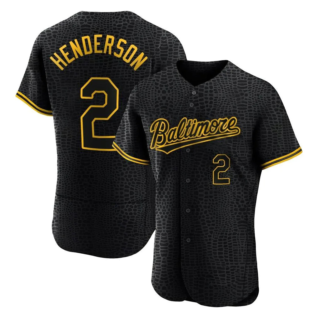 Baltimore Orioles #2 Gunnar Henderson Player Black CONTON Snake Skin City Limited Elite Home Stitched Jerseys