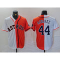 Houston Astros #44 Yordan Alvarez White Orange CONTON Split Stitched Jersey