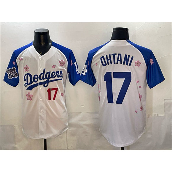 Los Angeles Dodgers #17 Shohei Ohtani White Royal CONTON 2025 World Series Champions Patch Tokyo Series Limited Stitched Jersey