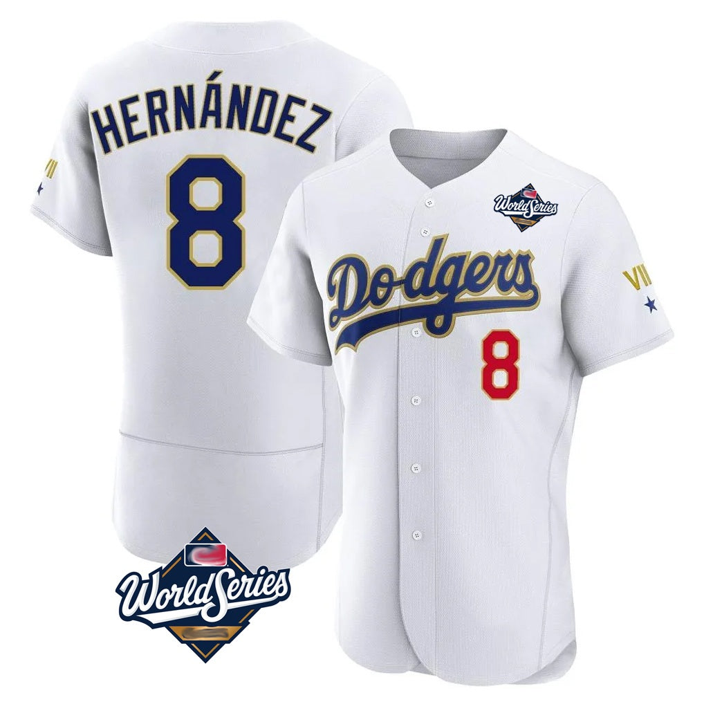 Los Angeles Dodgers #8 Enrique Hern¨¢ndez Player Gold White CONTON World Series 2026 Collection Stadium Limited Elite Stitched Jerseys