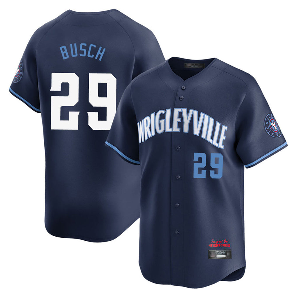 Chicago Cubs #29 Michael Busch Player Navy CONTON City Connect Limited Home Stitched Jerseys