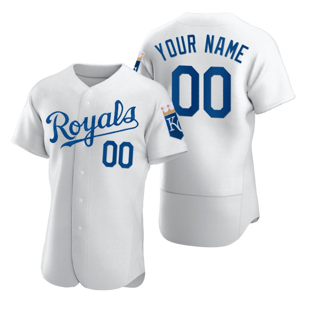 Custom Kansas City Royals White CONTON 2020 Stitched Flex Base Jersey