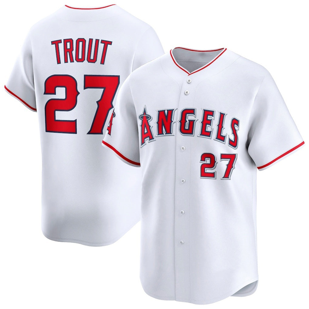 Los Angeles Angels #27 Mike Trout White CONTON Home Limited Player Jersey