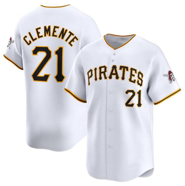 Pittsburgh Pirates #21 Roberto Clemente White CONTON Home Limited Stitched Jersey
