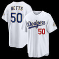 Los Angeles Dodgers #50 Mookie Betts White CONTON 2026 Gold Collection Stadium Jersey