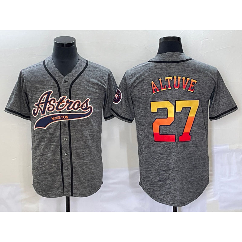 Houston Astros #27 Jose Altuve Grey CONTON Gridiron Cool Base Stitched Jersey