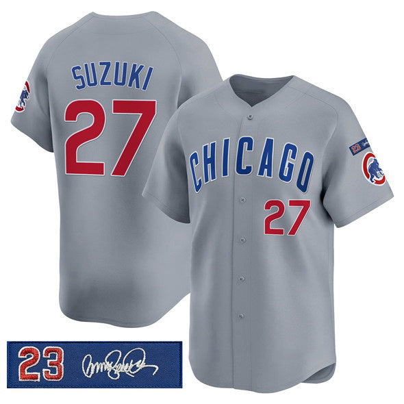 Chicago Cubs #27 Seiya Suzuki Gray CONTON 'Ryne Sandberg Tribute' Vapor Limited V3 Stitched Jersey