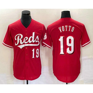 Cincinnati Reds #19 Joey Votto Number Red CONTON Cool Base Stitched Jersey