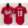 Cincinnati Reds #19 Joey Votto Number Red CONTON Cool Base Stitched Jersey