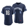 Chicago Cubs #16 Patrick Wisdom 2021 Navy CONTON City Connect Stitched Jersey