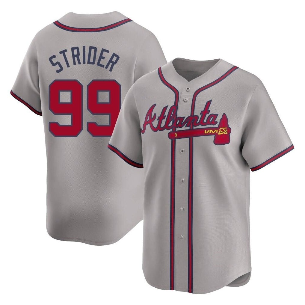 Atlanta Braves #99 Spencer Strider Player Gray CONTON Limited Home Game Stitched Jerseys