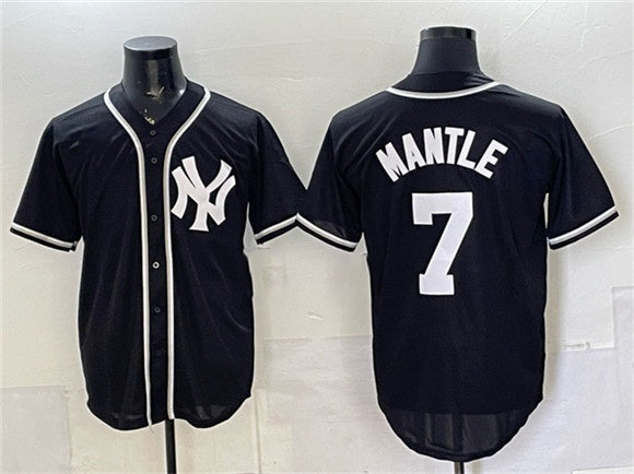 New York Yankees #7 Mickey Mantle 2026 Fashion Replica Black CONTON Out Stitched Jersey