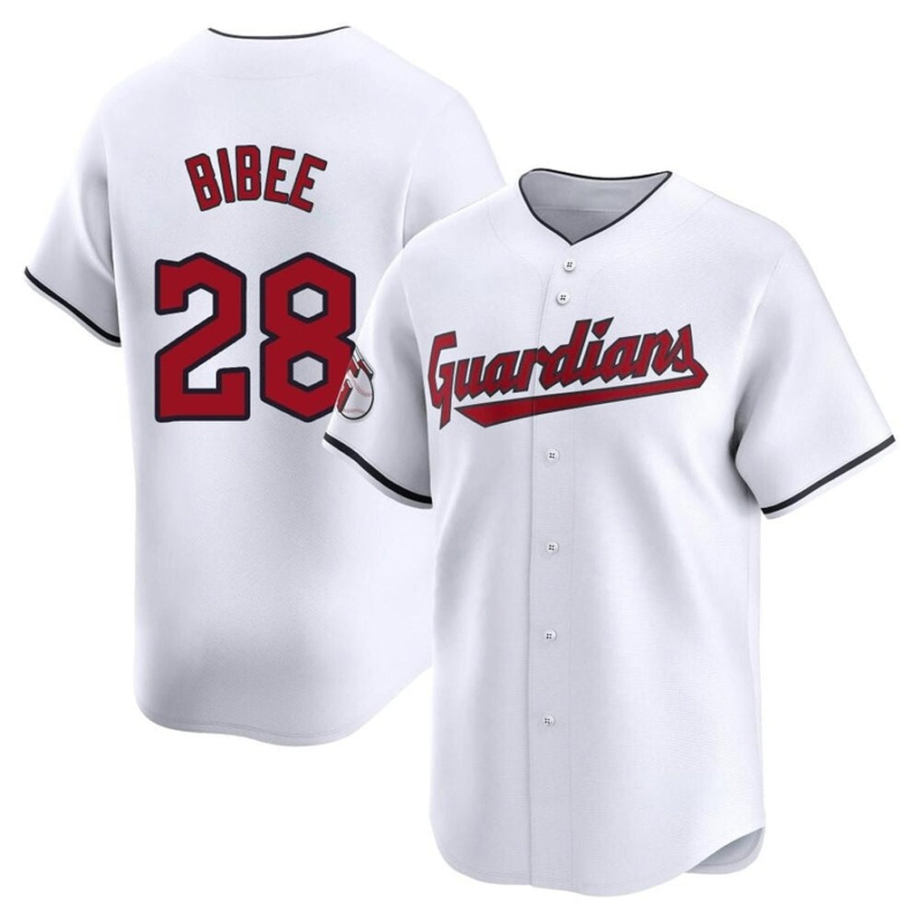 Cleveland Guardians #28 Tanner Bibee Player White CONTON Limited Home Stitched Jerseys