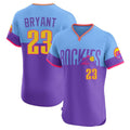 Colorado Rockies #23 Kris Bryant Player Purple-Light Blue CONTON City Connect Limited Elite Home T-shirt Stitched Jerseys