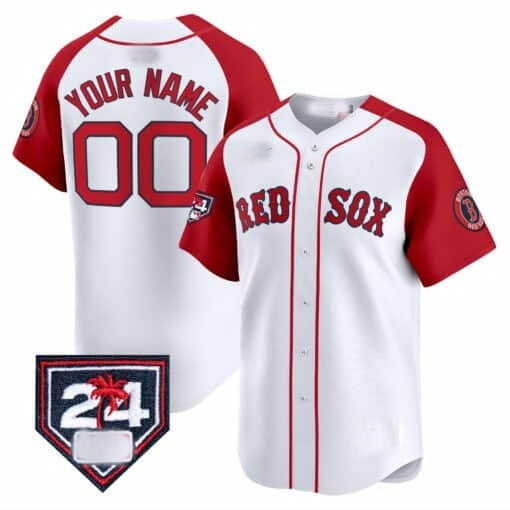 Custom Boston Red Sox 2024 Spring Training Patch Vapor Premier Limited Jersey ¨C  White Red CONTON