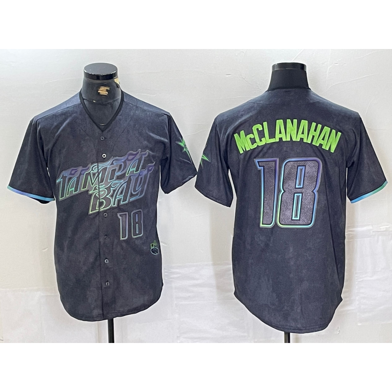 Tampa Bay Rays #18 Shane McClanahan Number Charcoal CONTON 2024 City Connect Limited Stitched Jersey 2