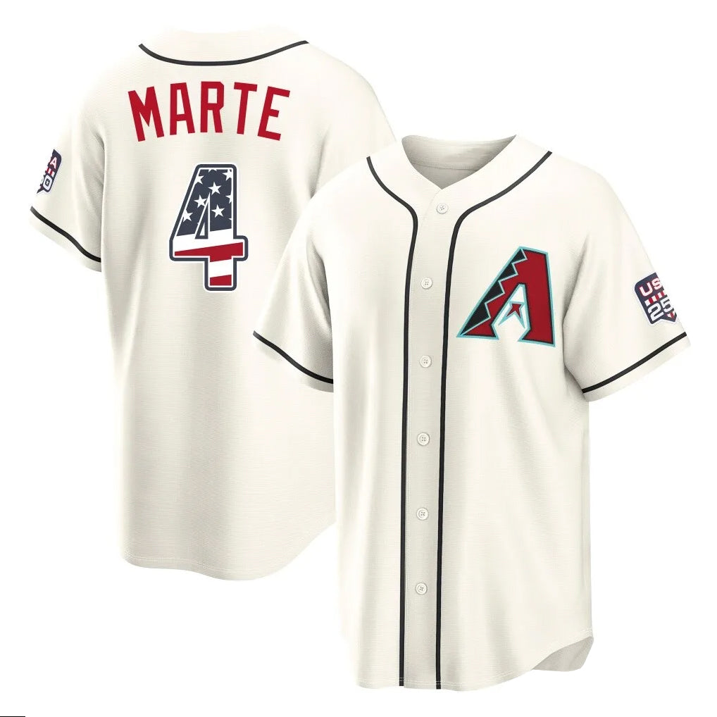 Arizona Diamondbacks #4 Ketel Marte Player Cream CONTON USA 250 Fourth of July Home Game Stitched Jerseys