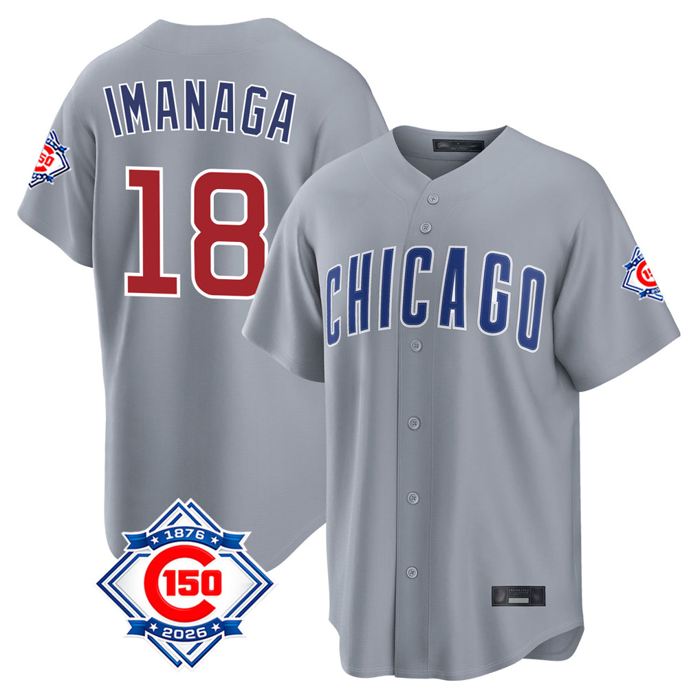 Chicago Cubs #18 Shota Imanaga Player Gray CONTON 150th Anniversary Home Game Stitched Jerseys