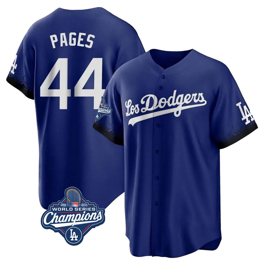 Los Angeles Dodgers #44 Andy Pages Player Royal CONTON World Series Meet City Connect Home Game Stitched Jerseys