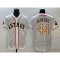 Houston Astros #44 Yordan Alvarez 2023 White Gold CONTON World Serise Champions Patch Flex Base Stitched Jersey