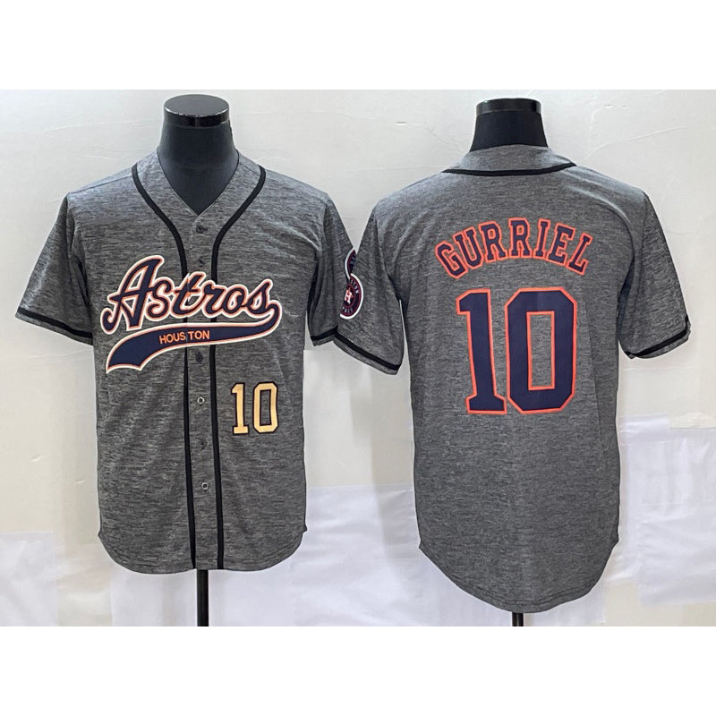 Houston Astros #10 Yuli Gurriel Number Grey CONTON Gridiron Cool Base Stitched Jersey