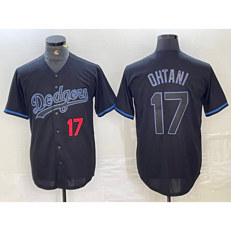 Los Angeles Dodgers #17 Shohei Ohtani Number Lights Out Black CONTON Fashion Stitched Cool Base Jersey