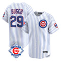 Chicago Cubs #29 Michael Busch Player White CONTON 150th Anniversary Limited Home Game Stitched Jerseys