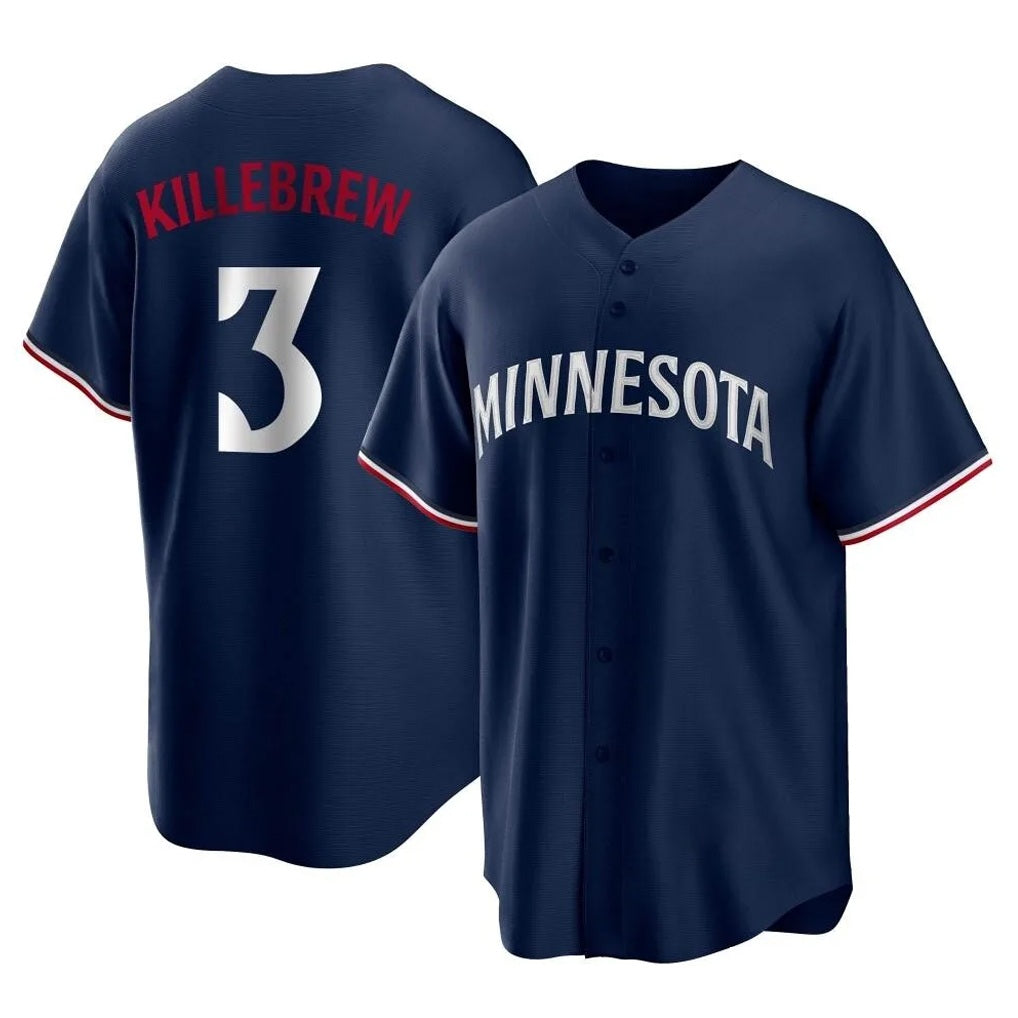 Minnesota Twins #3 Harmon Killebrew Player Navy CONTONReplica Alternate Home Stitched Jerseys