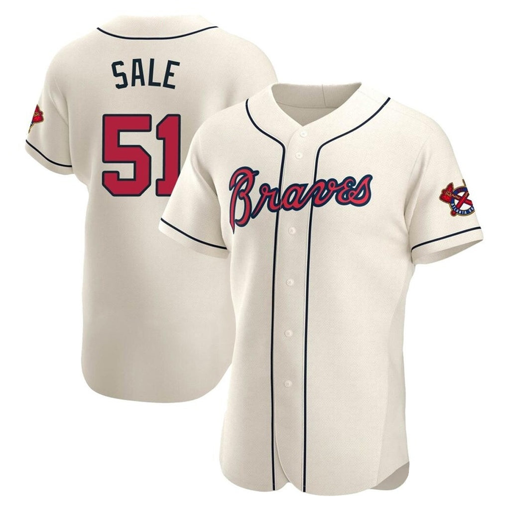 Atlanta Braves #51 Chris Sale Player Cream CONTON Limited Elite Home Game Stitched Jerseys