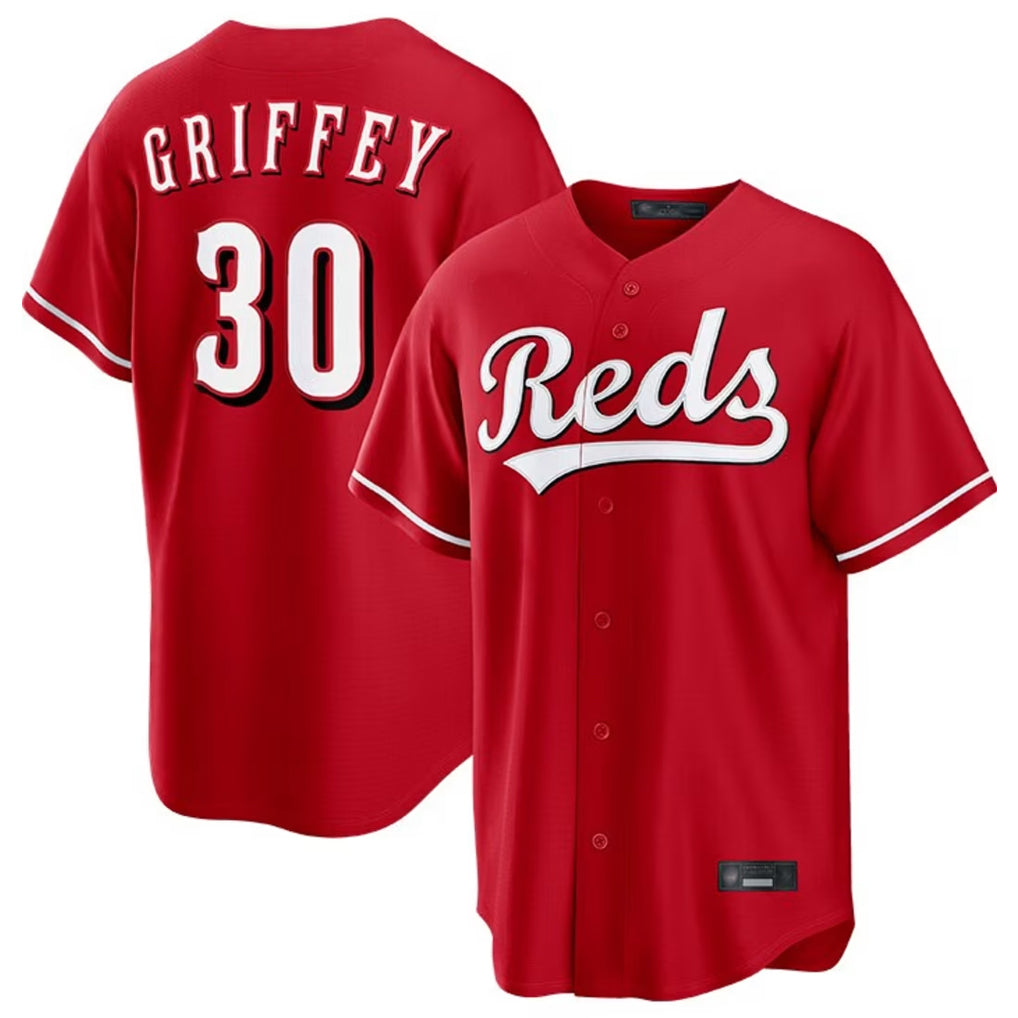 Cincinnati Reds #30 Ken Griffey Player Red CONTON Home Game Stitched Jerseys