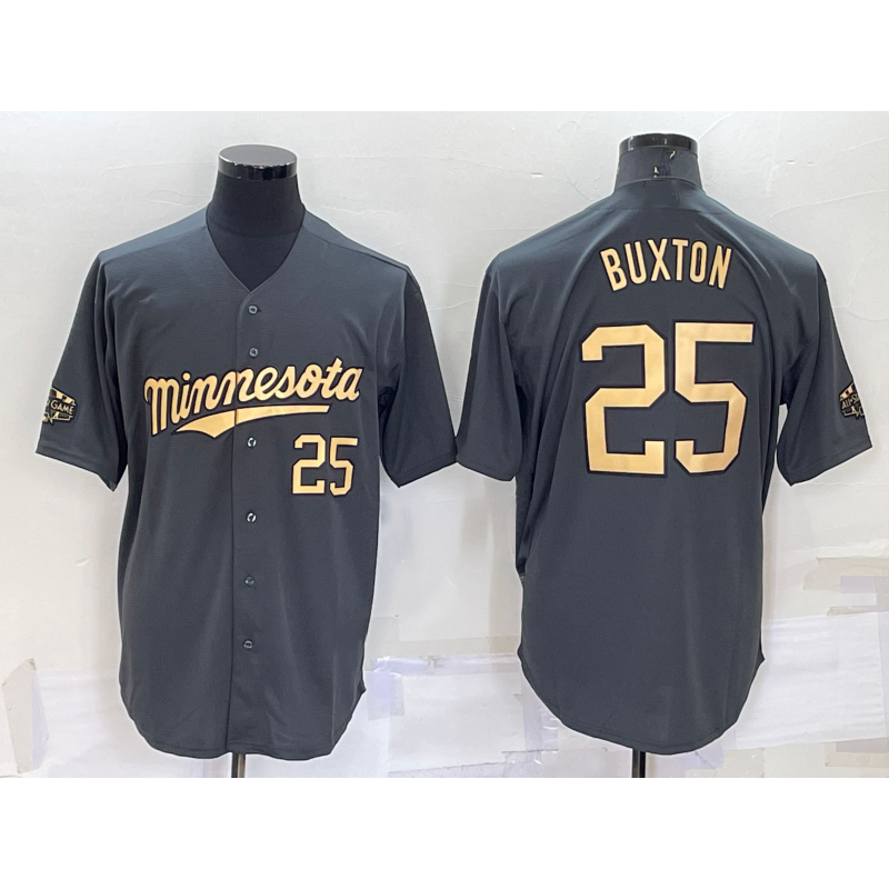 Minnesota Twins #25 Byron Buxton Number Grey CONTON 2022 All Star Stitched Cool Base Jersey