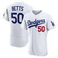 Los Angeles Dodgers #50 Mookie Betts White CONTON Home Authentic Jersey