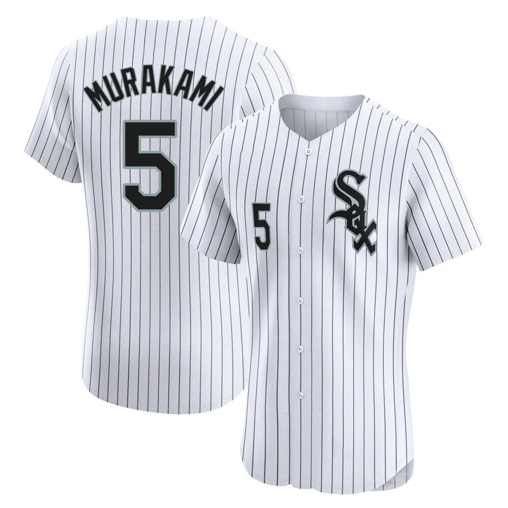 Chicago White Sox #5 Munetaka Murakami Player White CONTON Stripe Limited Elite Home Stitched Jerseys