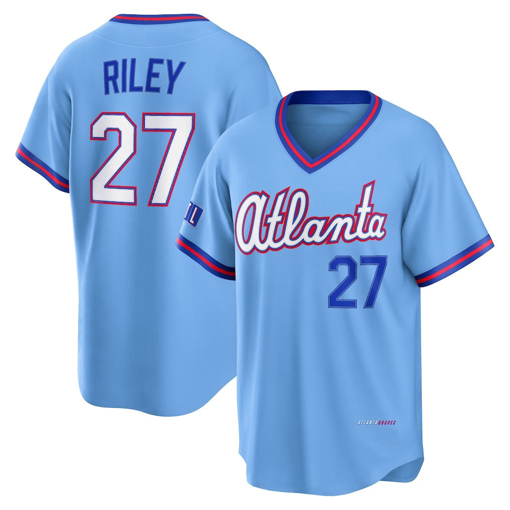 Atlanta Braves #27 Austin Riley Powder Blue CONTON 2026 City Connect Stadium Jersey