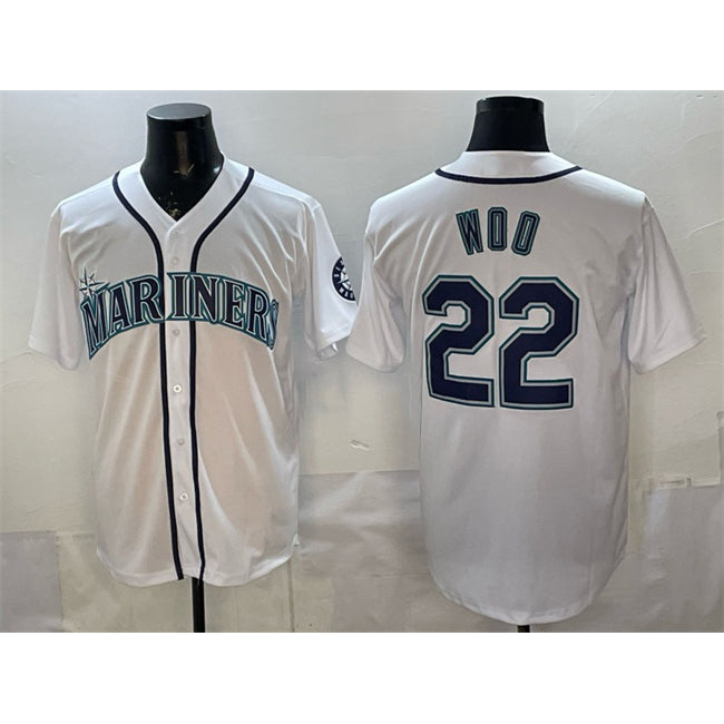 Seattle Mariners #22 Bryan Woo White CONTON Cool Base Stitched Jersey