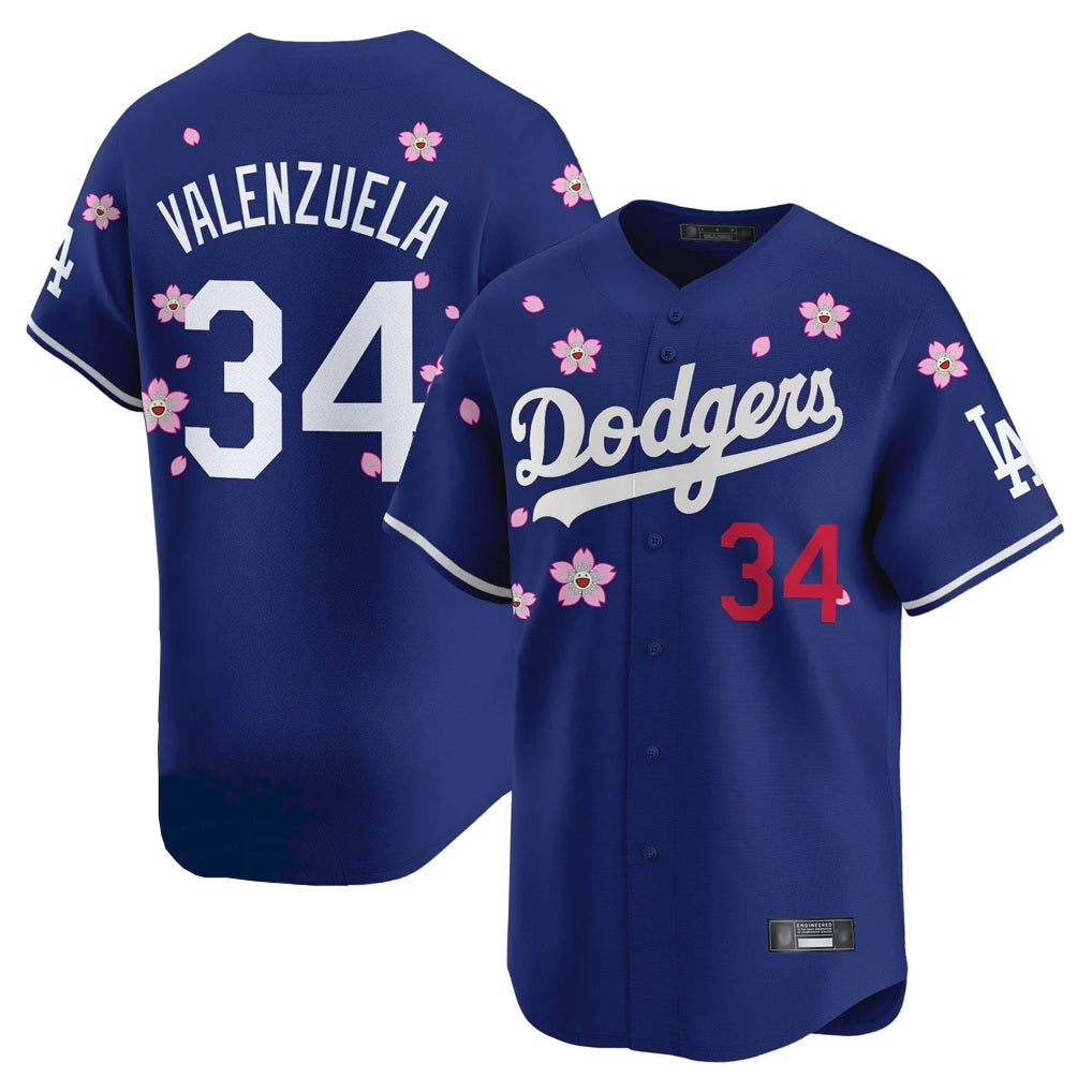Los Angeles Dodgers #34 Fernando Valenzuela Player Royal CONTON Tokyo Series Vapor Premier Limited Stitched Jerseys