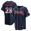 Atlanta Braves #28 Matt Olson Player Navy CONTON USA 250 Fourth Of July Limited Home Game Stitched Jerseys