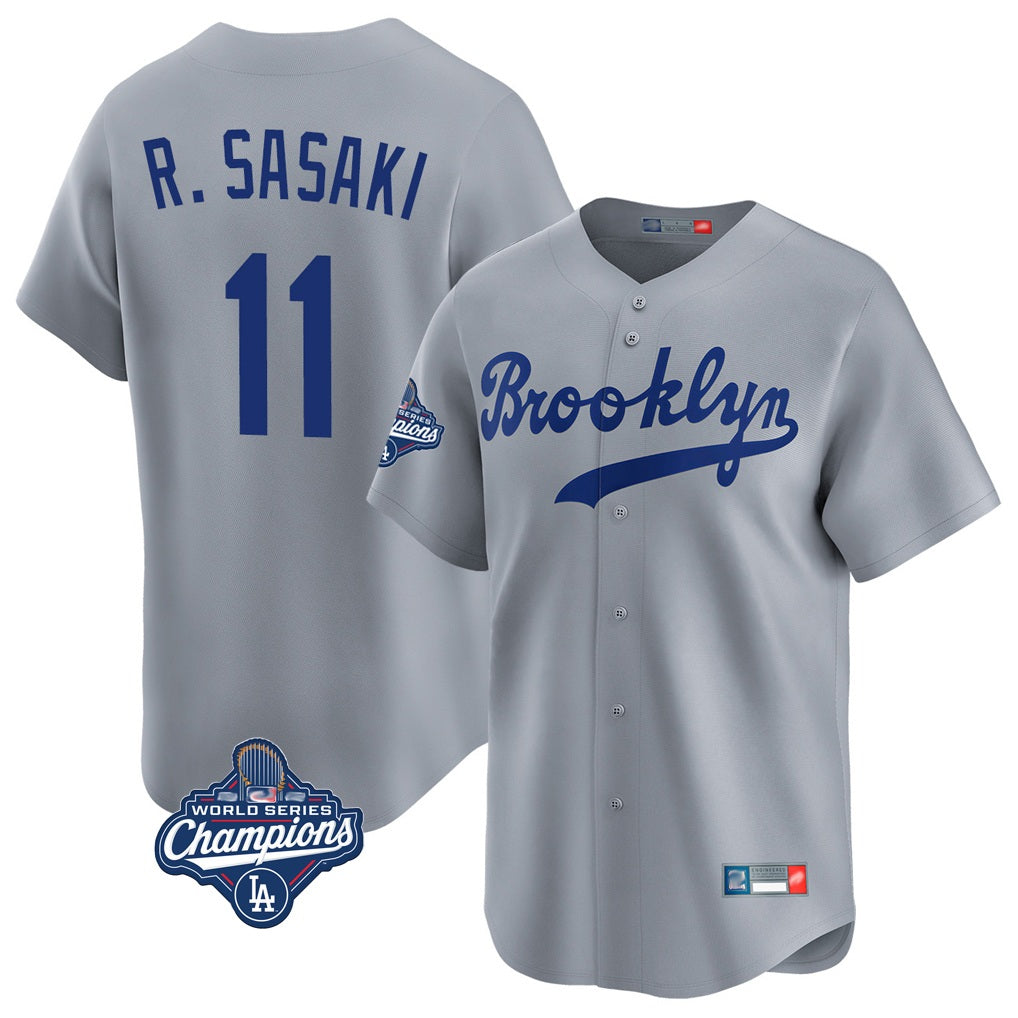 Los Angeles Dodgers #11 Roki Sasaki Player Gray CONTON World Series Meet Game Limited Home Stitched Jerseys