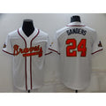 Atlanta Braves #24 Deion Sanders 2022 White Gold CONTON World Series Champions Program Cool Base Stitched Jersey