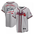 Atlanta Braves #56 Spencer Schwellenbach Player Gray CONTON USA 250 Fourth Of July Limited Home Game Stitched Jerseys