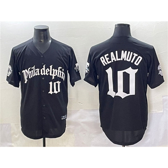 Philadelphia Phillies #10 J.T. Realmuto Black CONTON Gothic Vapor Limited Stitched Jersey