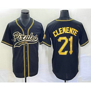 Pittsburgh Pirates #21 Roberto Clemente Black CONTON Cool Base Stitched Jersey