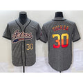 Houston Astros #30 Kyle Tucker Number Grey CONTON Gridiron Cool Base Stitched Jersey