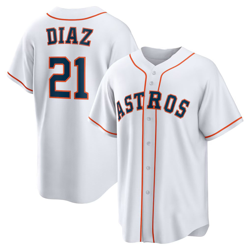 Houston Astros #21 Yainer Diaz White CONTON Home Replica Jersey
