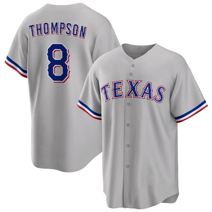 Texas Rangers #8 Bubba Thompson Gray CONTON Cool Base Stitched Jersey