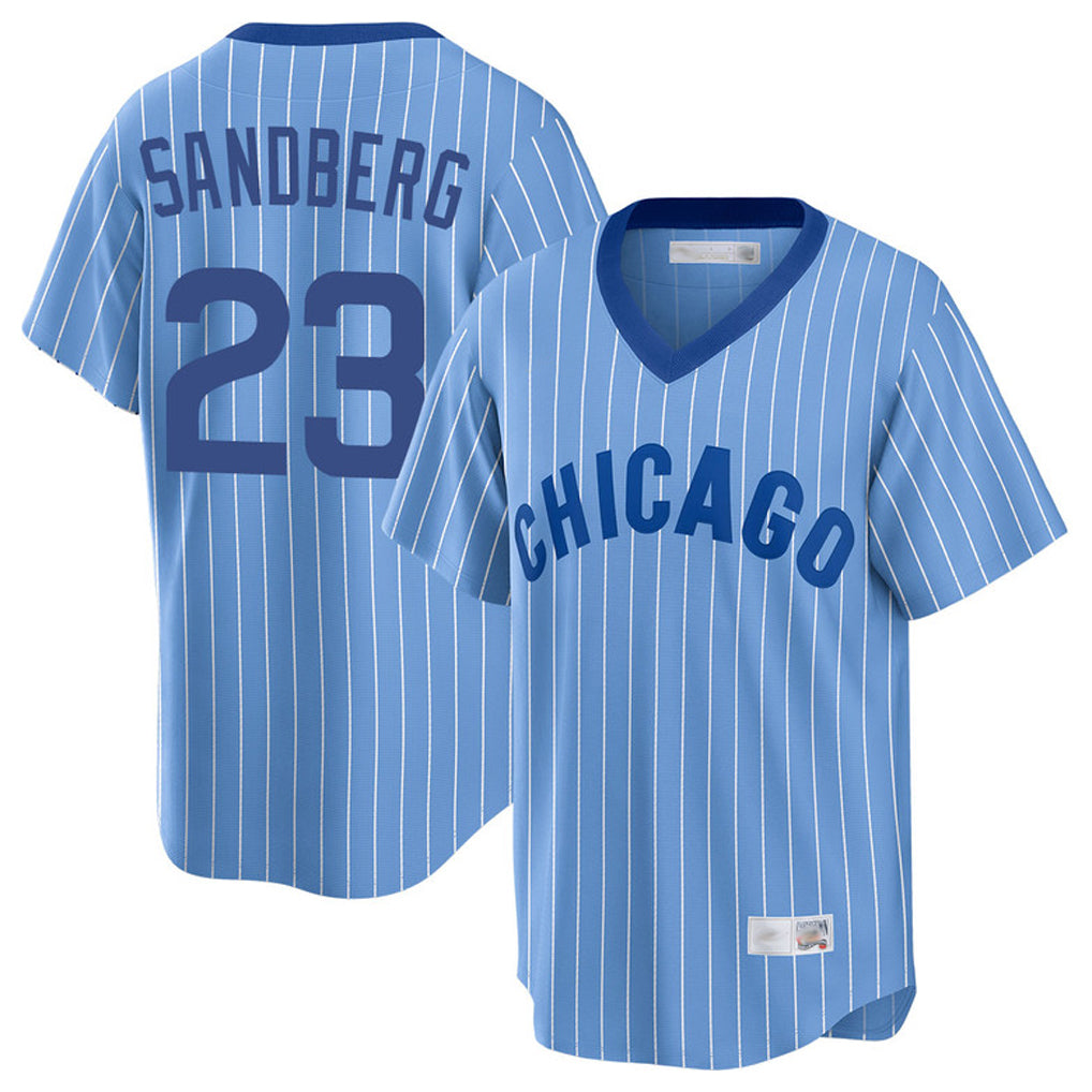 Chicago Cubs #23 Ryne Sandberg Player Blue CONTON T-shirt Cooperstown Collection Limited Stitched Jerseys