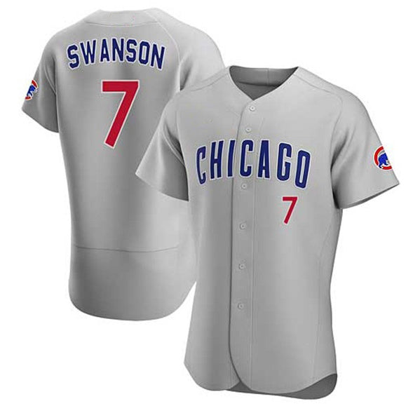 Chicago Cubs #7 Dansby Swanson Gray CONTON Flex Base Stitched Jersey