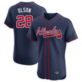Atlanta Braves #28 Matt Olson Player Navy CONTON Limited Elite Home Game Stitched Jerseys